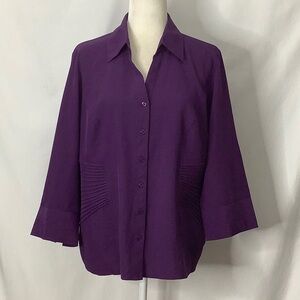 Dressbarn Purple Button Down Shirt Size XL